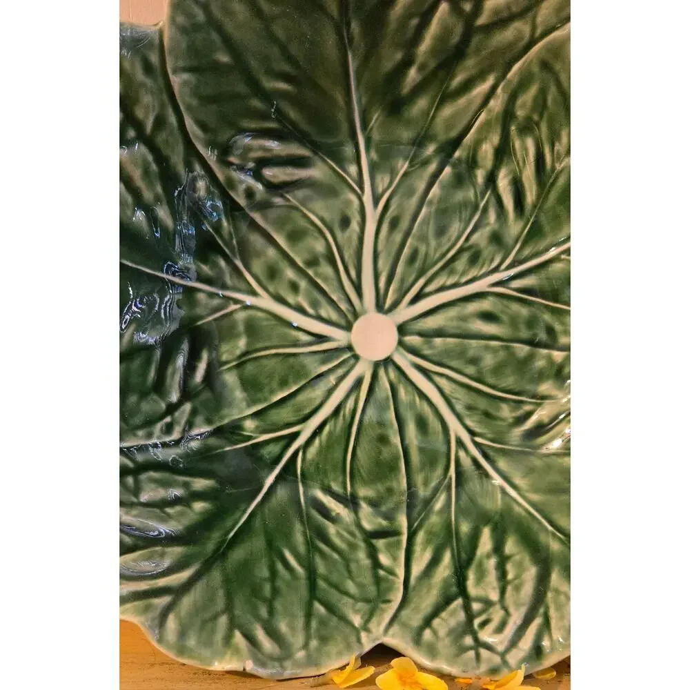 VTG Bordallo Pinheiro Cabbage Leaf Serving Bowl Pre-loved Green